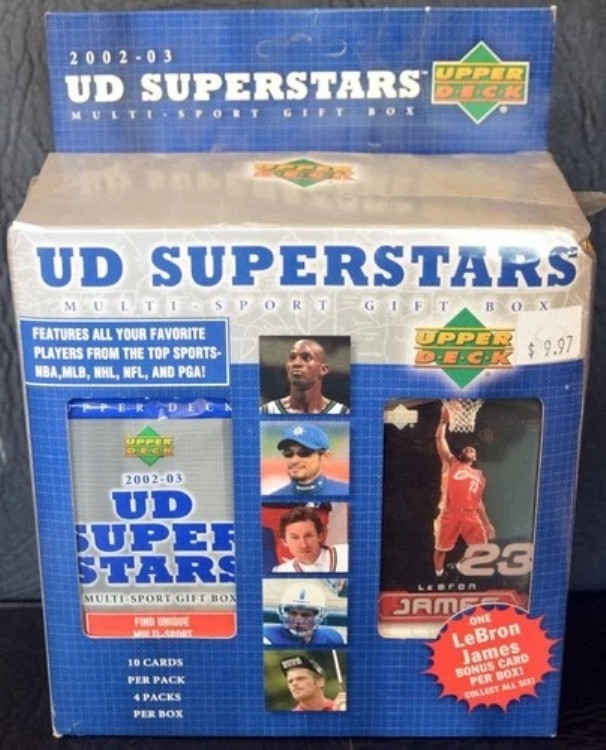 密封ボックス 2002-03 UD スーパースターズ マルチスポーツ ギフトボックス レブロン・ジェームズ ボーナスカード｜トレーディングカード　ラフテル