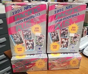 1991 NFL パシフィック プロフットボール プラス ホビー ワックスホイルボックス 工場未開封 4箱セット｜トレーディングカード　ラフテル