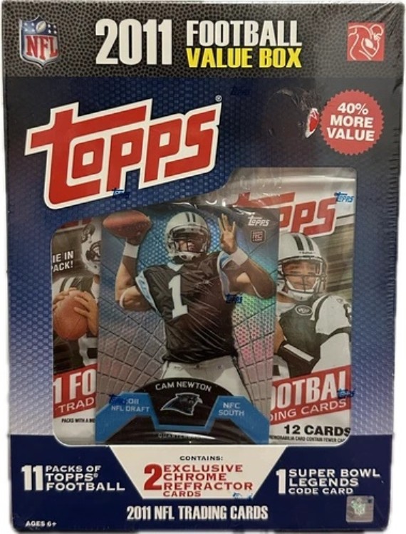 2011 Topps Football Value Box - Cam Newton RC + 11パック 工場未開封 - 135枚のカード｜トレーディングカード　ラフテル