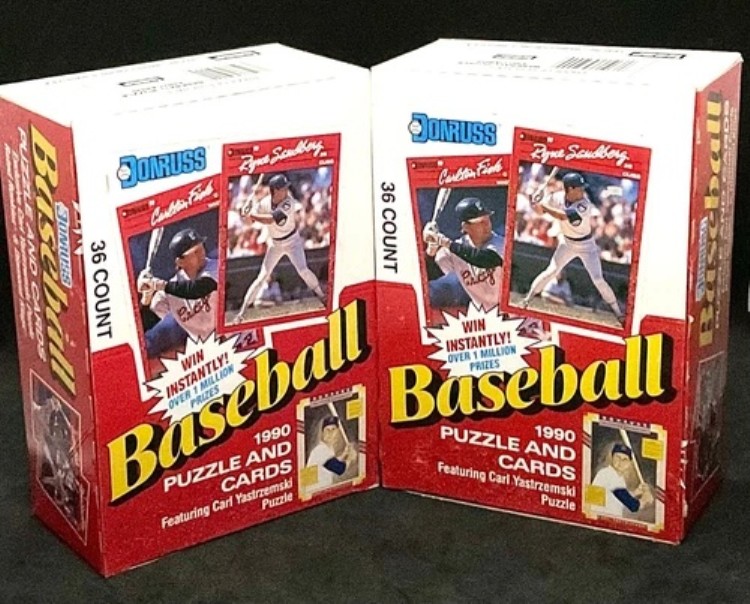 1990年製 Donruss 野球用ワックスボックス（未開封ケース入り）2個セット｜トレーディングカード　ラフテル