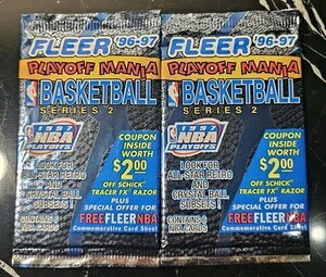 1996-97 Fleer プレーオフマニア シリーズ 2 バスケットボール パック (2 個) のセット! + ボーナス ジョーダン｜トレーディングカード　ラフテル