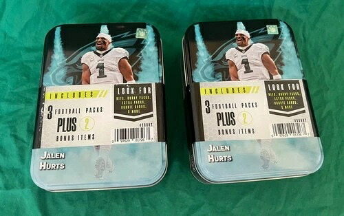 NFL工場未開封 ジャレン・ハーツ ミステリー缶 2個 3パック+ボーナスアイテム2個 イーグルス｜トレーディングカード　ラフテル