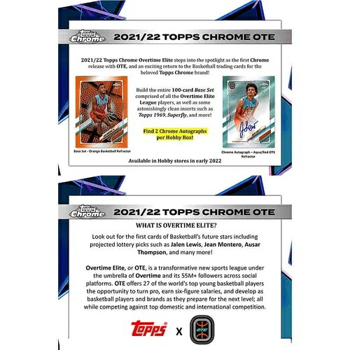 2021-22 Topps Chrome Overtime Elite バスケットボール ホビー 工場未開封 新品 21TOKCO｜トレーディングカード　ラフテル 48,180円