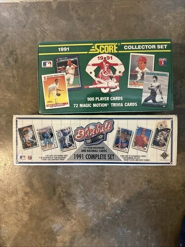 野球カード - 1991年工場未開封コンプリートシーズンボックス2個。スコアカードと上段カード付き。|トレーディングカード ラフテル