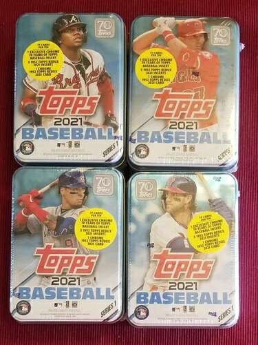 (4) 2021年 工場未開封 Topps シリーズ1 野球缶 トラウト、アクーニャ、ハーパー、バエズ｜トレーディングカード　ラフテル 48,180円