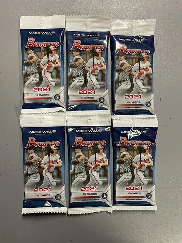 2021 Topps Bowman ベースボール - バリューファットパック - 6枚セット - 工場未開封|トレーディングカード ラフテル