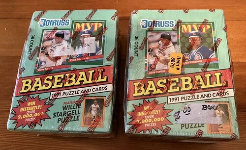 1991年 DONRUSS 野球カードとパズルシリーズ 2個セット 未開封 36個入りボックス｜トレーディングカード　ラフテル