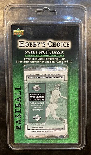 2002 MLB スイートスポットクラシックス 捜索防止のため小売用クラムシェルに密封されたパック｜トレーディングカード　ラフテル