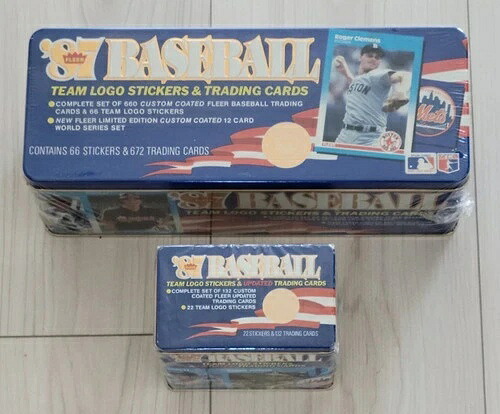 1987年 Fleer 光沢野球ボール + アップデート ... 工場未開封のブリキ缶セット 2個|トレーディングカード ラフテル
