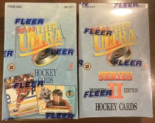92-93 Fleer Ultra NHL ホッケー シリーズ 1&2 工場未開封ボックス 2個 Jeremy Roenick｜トレーディングカード　ラフテル