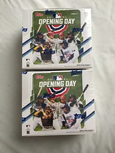 (2) Topps 2021 オープニング デイ ホビー ボックス (未開封、36 パック/ボックス ロット)｜トレーディングカード　ラフテル