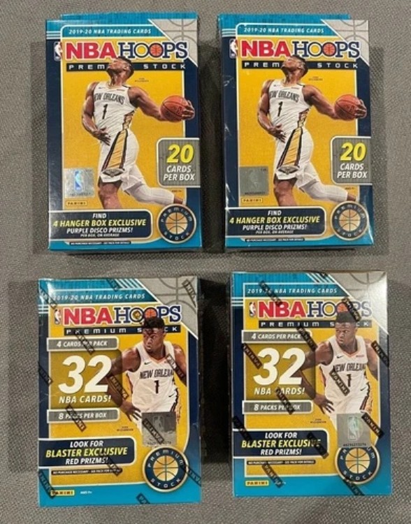 2019 NBA フープス プレミアムストック ロット 2 ブラスター + 2 ハンガーボックス 工場未開封|トレーディングカード ラフテル