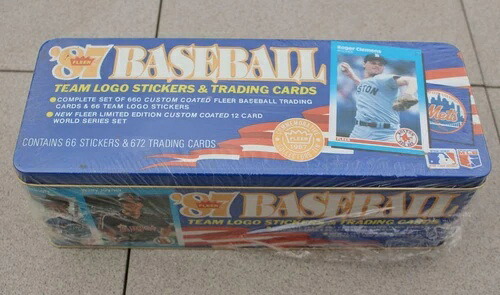 1987年 Fleer ベースボールカード 光沢 工場未開封 シュリンクラップ付き ブリキセット｜トレーディングカード　ラフテル
