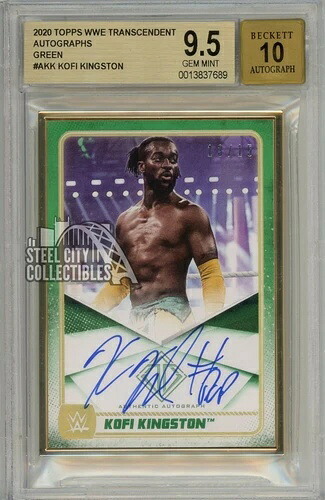 コフィ・キングストン 2020 Topps トランセンデント WWE グリーン オートグラフカード 13/15 BGS 9.5｜トレーディングカード　ラフテル