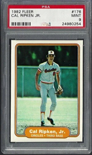 1982年 Fleer #176 カル・リプケン・ジュニア ルーキー RC ボルチモア・オリオールズ PSA 9 ミント 24980254｜トレーディングカード　ラフテル