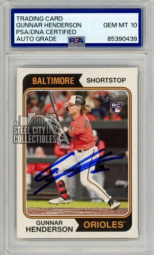ガンナー・ヘンダーソン 2023 Topps Heritage オートグラフ ルーキーカード #64 PSA/DNA 10｜トレーディングカード　ラフテル