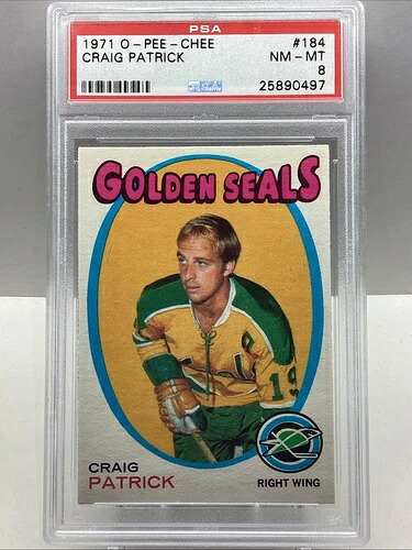 1971-72 O PEE CHEE クレイグ・パトリック #184 RC PSA 8