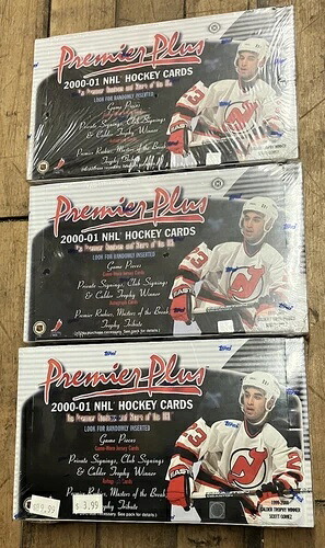 工場未開封 Topps Premier Plus 2000-01 NHL ホッケーカード ホビーボックス 3枚セット｜トレーディングカード　ラフテル