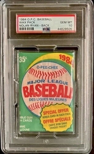 1984 OPC 野球ワックスパック 未開封 未開封 HOF ノーラン・ライアン 裏面 PSA 10 ジェム ポップ 2｜トレーディングカード　ラフテル