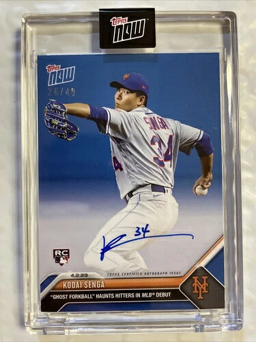 千賀滉大 - 2023 MLB TOPPS NOW カード 32 - ブルーパラレル 26/49 オンカードオートRC｜トレーディングカード　ラフテル