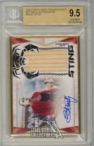 スティング 2020 Topps トランセンデント WWE バットレリック オートグラフカード RC-ST BGS 9.5｜トレーディングカード　ラフテル