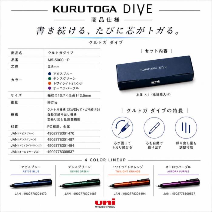 箱付き】クルトガ ダイブ KURUTOGA DIVE 【 アビスブルー / デンス