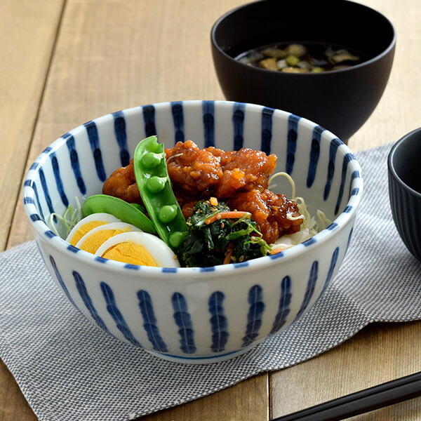 丼 染付け ダミ十草 軽量多様丼ぶり(大)