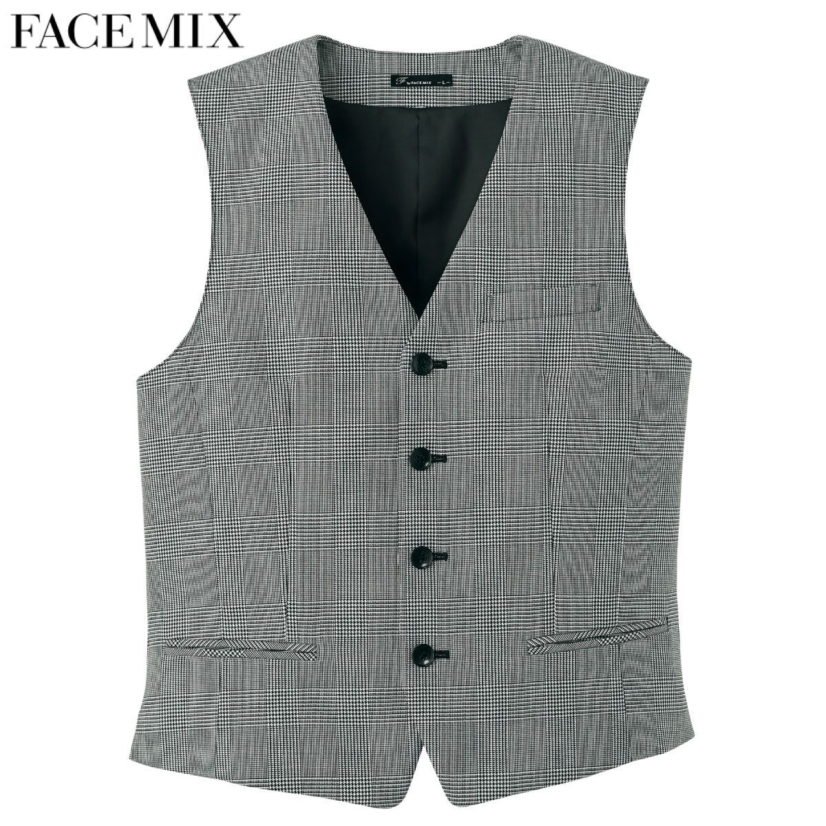 メンズストレッチベスト FV1009M ブラック S~4L 男性用 FACEMIX フェイスミックス|ユニフォーム工房 フレンド