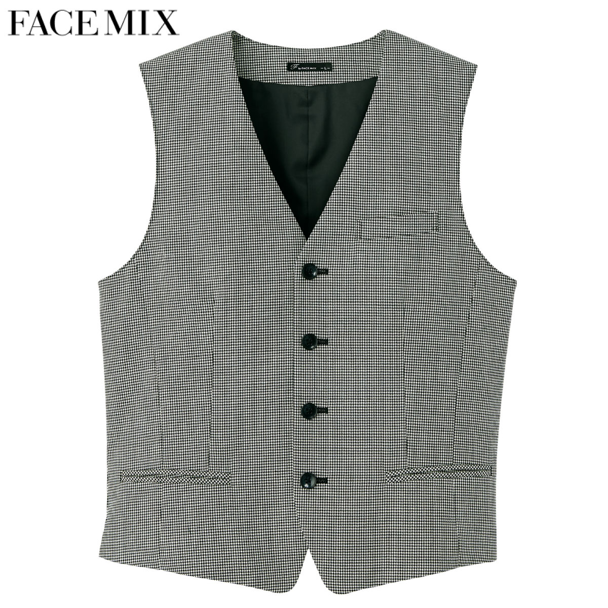 新品未使用☆ブラック☆ 【Cross×Linen】並びボタンベスト セール】 【軽く羽織れるフロントリングドットボタンニット