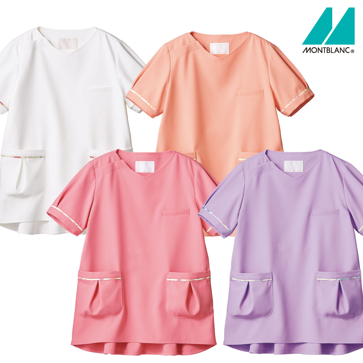 スクラブ(半袖)LW602 S~3L 女性用 レディス 住商モンブラン MONTBLANC LAURA ASHLEY ローラ・アシュレイ 4色展開