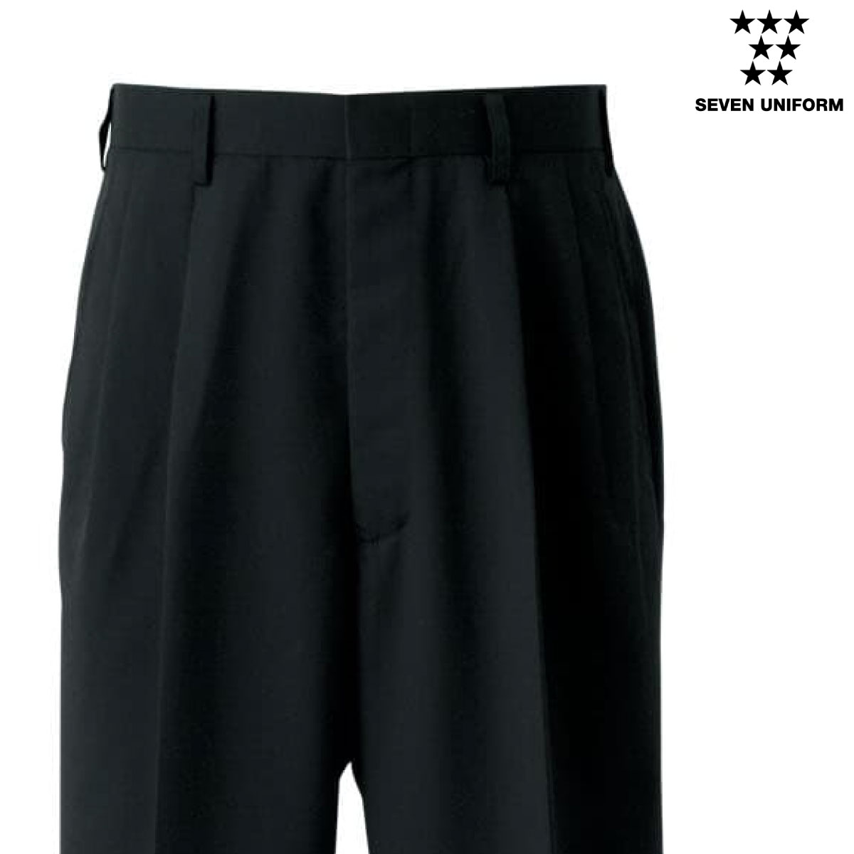 ツータックスラックス（男性用）DL2976 70～125cm ブラック セブンユニフォーム SEVEN UNIFORM｜ユニフォーム工房　フレンド