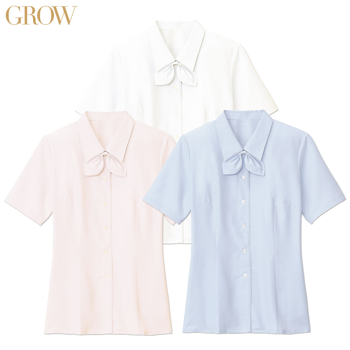 半袖ブラウス GBSL-1252 5号～21号 女性用 GROW グロウ 3色展開