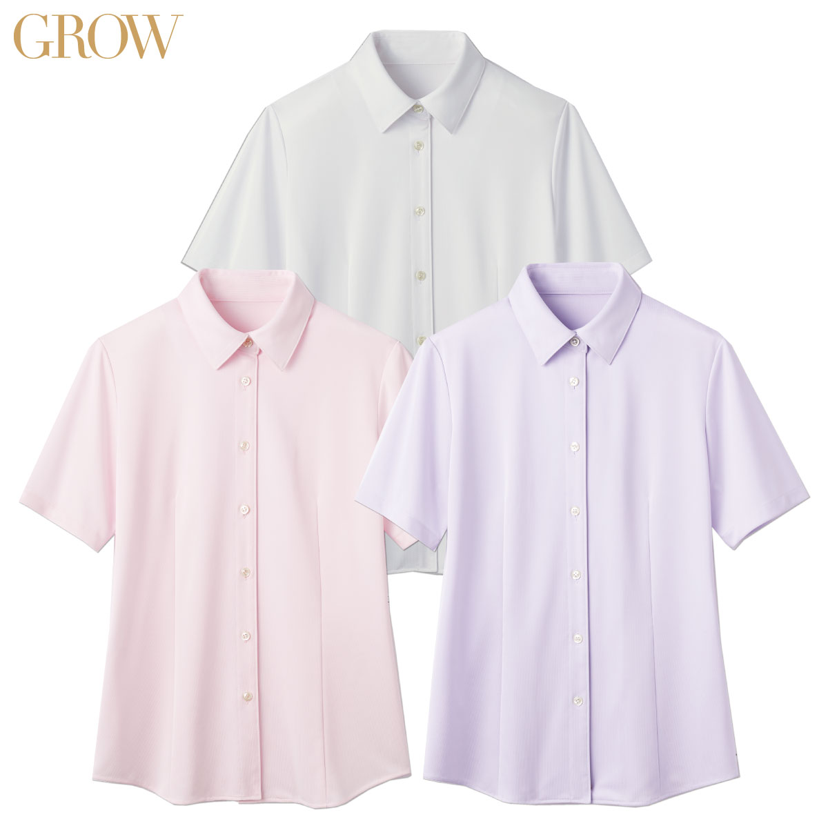 半袖ブラウス GBSL-1665 5号～21号 女性用 GROW グロウ 3色展開