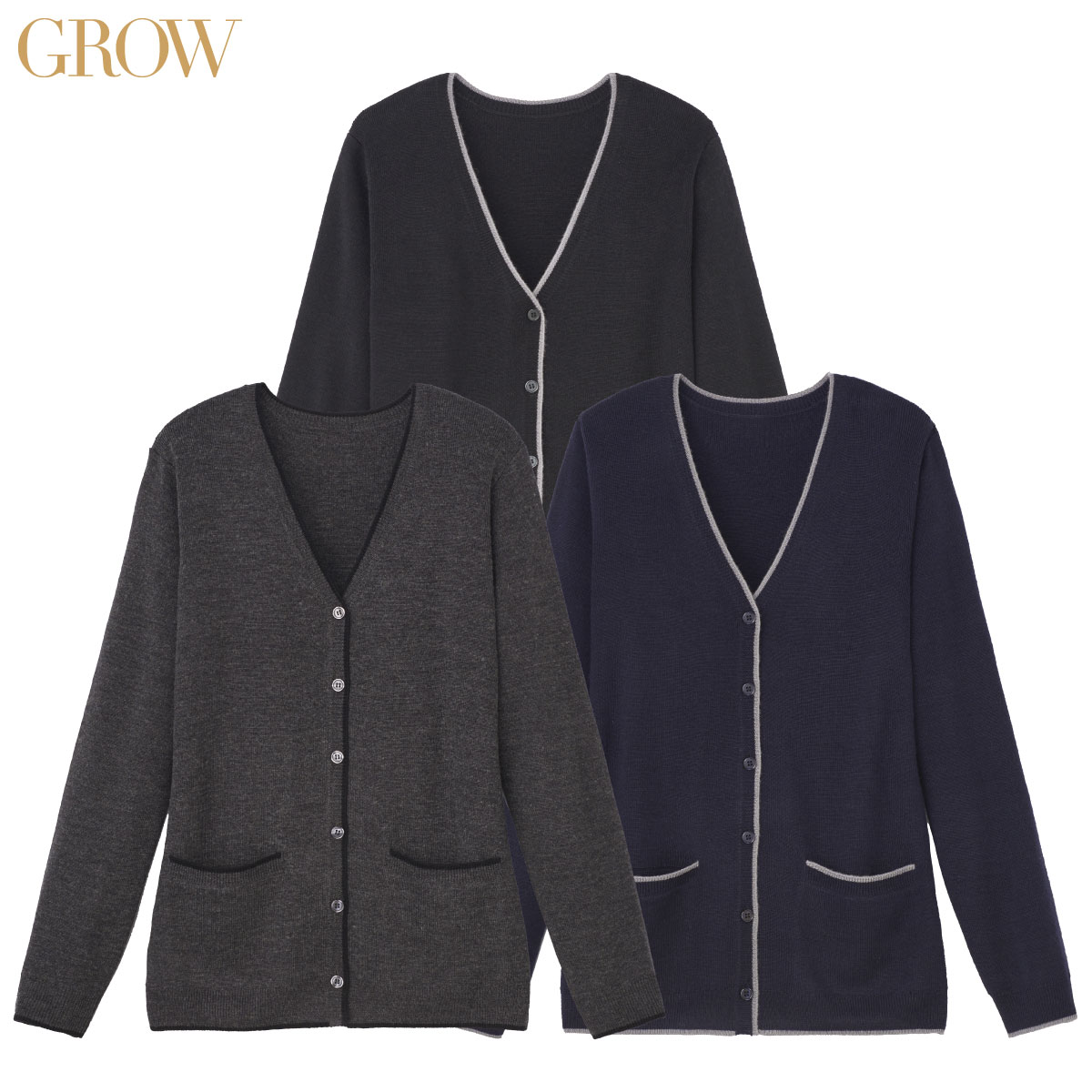 nuovo（ヌーヴォ） カーディガン 7〜17号 ブラック/ネイビー A300 フォーク 事務服 制服 FOLK nuovo カーディガン A300 フォーク ヌーヴォ
