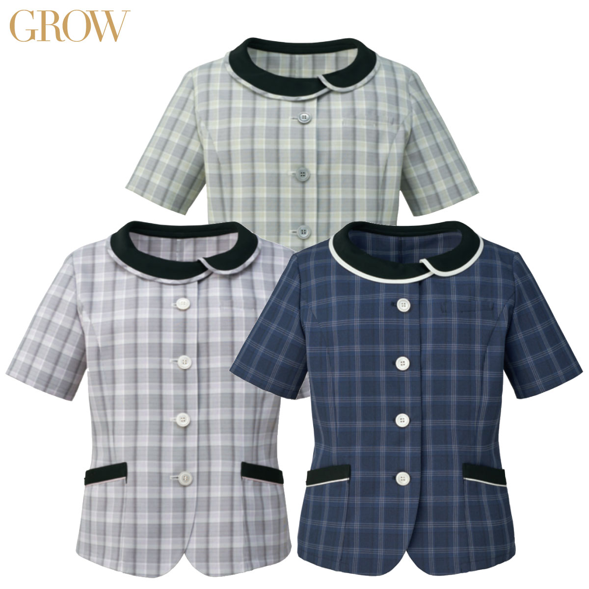 オーバーブラウス GOBL-2008 5号～21号 女性用 GROW グロウ 3色展開