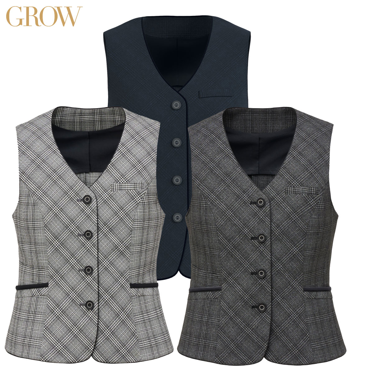 限りない GVEL-2168 5号～23号 亭主もち用 GROW グロウ 3色取りひろげる ベスト-事務服