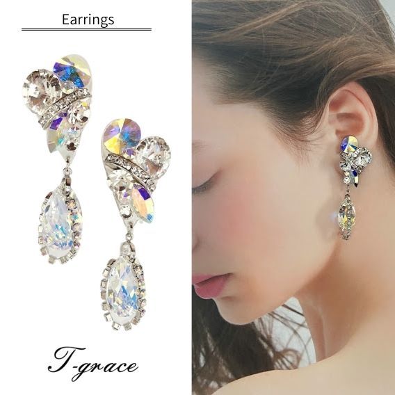 楽天市場】【送料無料】 イヤリング 揺れる オーロラクリスタル ピアス