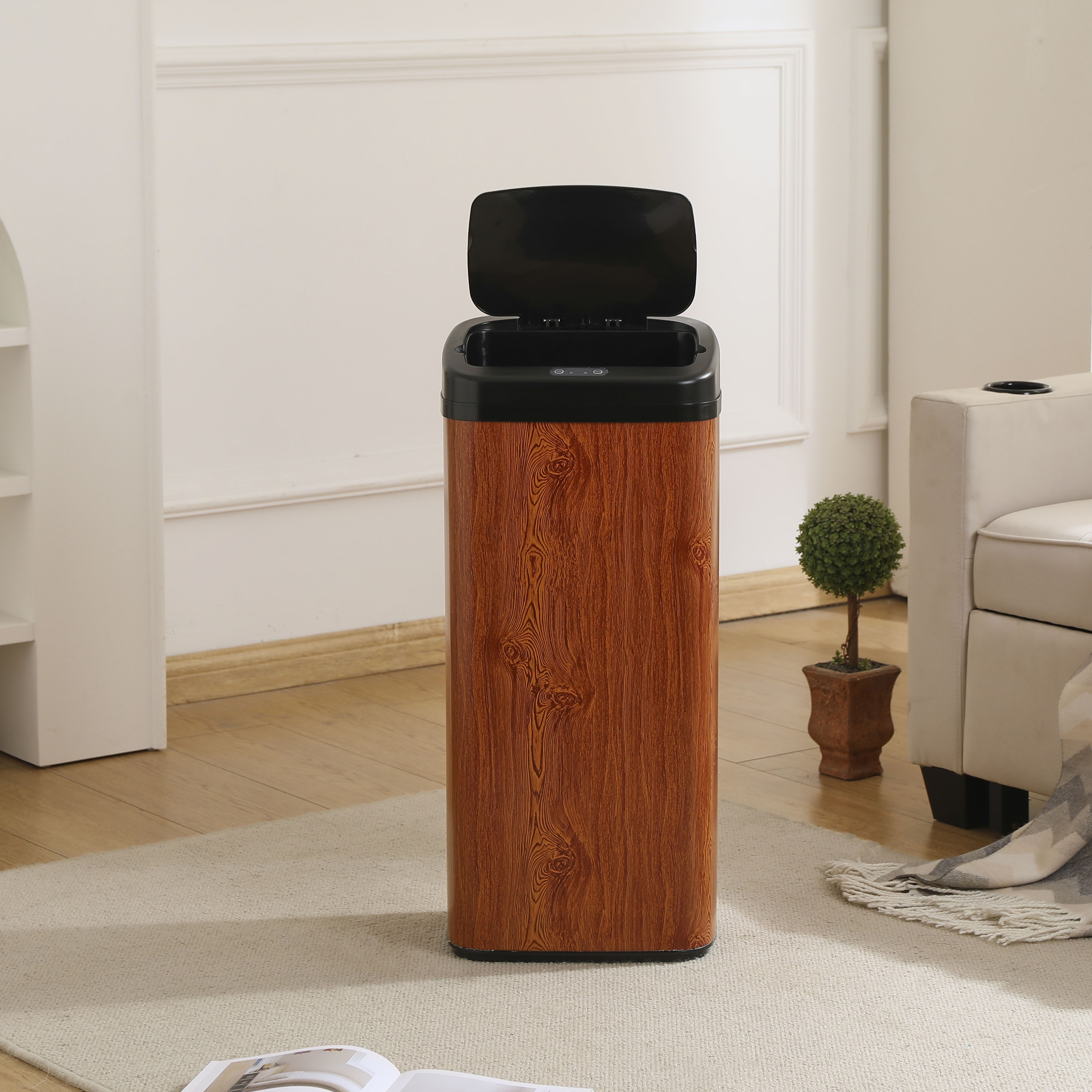 ゴミ箱 センサー全自動開閉式 大容量45L 省エネ 静音設計 簡単操作 ブラウン おしゃれ 長方形|雑貨Shopティーダ