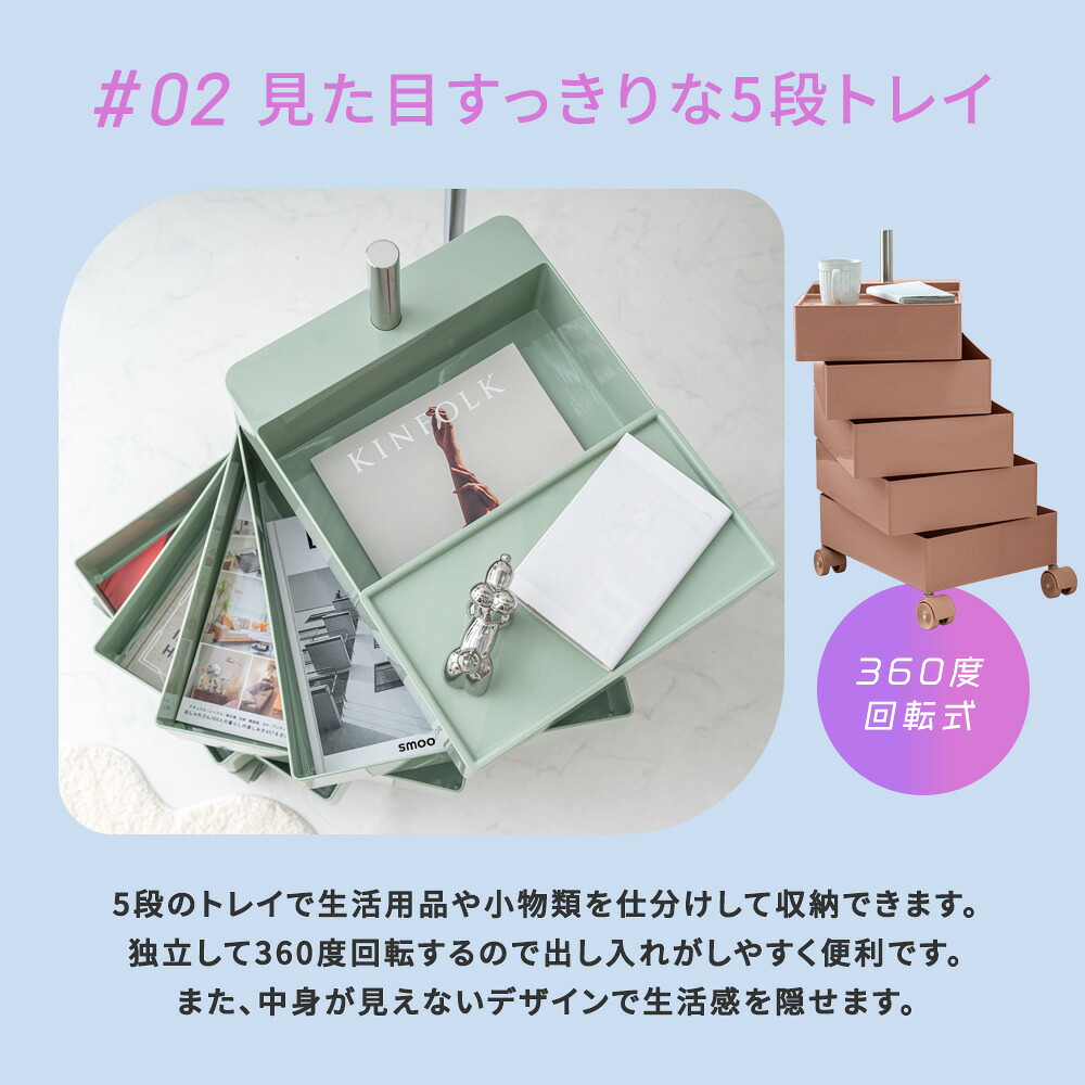 [10/1限定]5%OFFクーポン ワゴン キャスター付き ファイルワゴン おしゃれ 回転 回転式 キッチンワゴン 収納棚 サイドワゴン ラック 隙間収納 ネイル 化粧品 収納 キッチン コスメ ドレッサー ネイル ドロワー 韓国 インテリア Y2K 5段 7段 10段 smoo ユニ HPS04