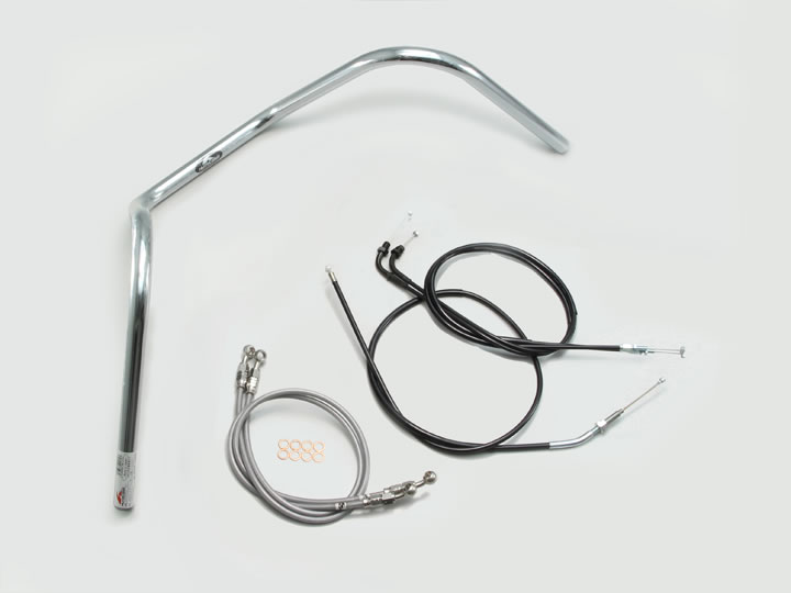 ハリケーン 300エイプハンガー1型 ハンドルSET CB400SB vtecIII(05-07 NC39) クロームメッキ H011-082C|t-joy