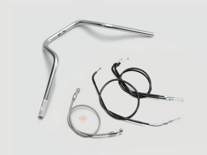 ハリケーン POLICE 5型 ハンドルSET VTR250/LD（09-17 MC33-1300001-）(FI車) クロームメッキ H013-069C｜ｔ-ｊｏｙ