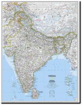 India Nepal Wall Map India Classic