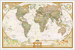 楽天市場 インテリアに最適な壁掛け用ポスタータイプ 世界地図アンティーク調 World Executive ナショナルジオグラフィック製正規品 T Maps