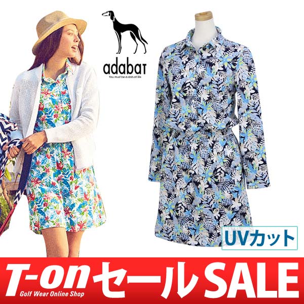 Off Sinacova Sale アンパスィ アダバット Adabat レディース ワンピース 長袖 シャツワンピース風 Uvカット Castelbajac ストレッチ 吸水 速乾 鹿の子 ボタニカル柄 フラワープリント 花柄 送料無料 18 春夏 新作 ゴルフウェア ｔ ｏｎ ティーオン Off