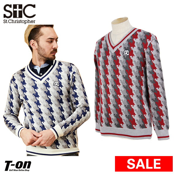 売り切れ必至 30 Off Sale セントクリストファー St Christopher メンズ セーター Vネックセーター 千鳥柄ジャカード ジャカードニット 千鳥格子柄 ハウンドトゥース柄 ゴルフウェア ｔ ｏｎ ティーオン 独創的 Www Facisaune Edu Py