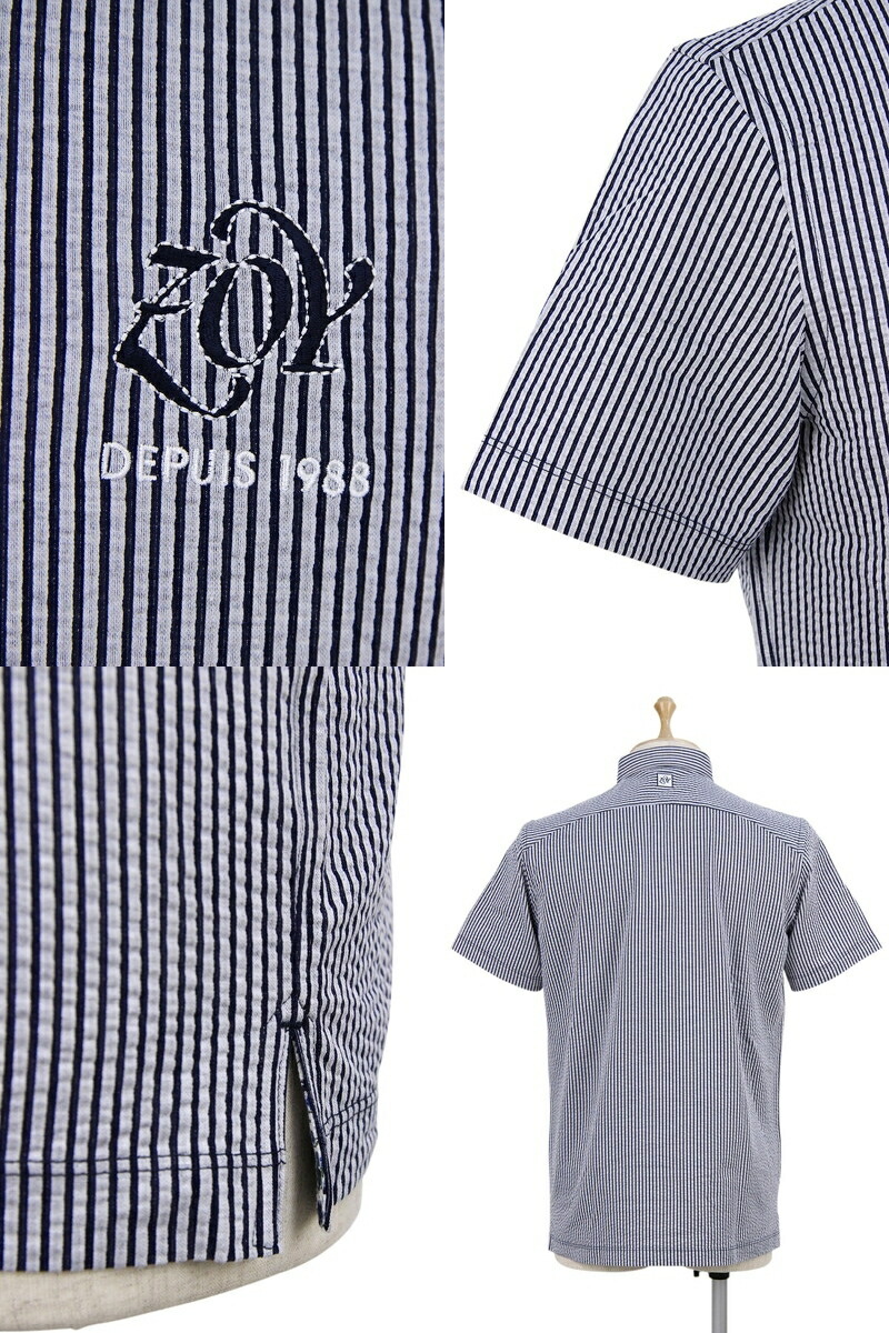 ゾーイ Castelbajac Zoy メンズ ポロシャツ 半袖ボタンダウンポロシャツ 着丈長め ストレッチ シアサッカー素材 Lanvin ストライプ柄 Archivio ロゴ刺繍 送料無料 19 春夏 新作 ゴルフウェア ｔ ｏｎ ティーオン