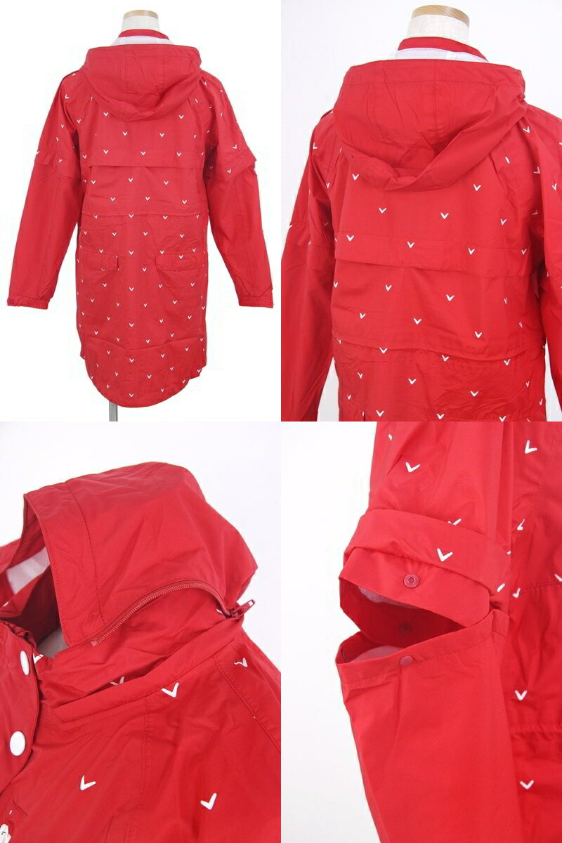 キャロライン 御召しもの キャロウェイ ゴルフ Callaway Apparel レディース 雨お召し レインワンピース ワンピース鋳型レインウェア 半袖にも召す Way ボンネット随伴者 シェブロンモノグラム刷り上げる ストレッチタフタ原材料 貨物輸送無料 21 春夏 新作 ゴルフ