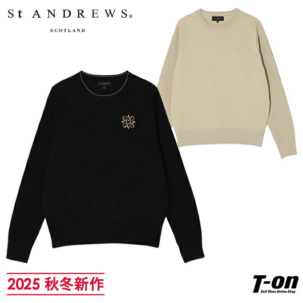 St ANDREWS セントアンドリュース ハイネック長袖ニットセーター ロゴ