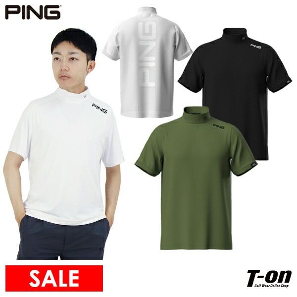 【30％OFF SALE】ピン PING メンズ ハイネックシャツ 半袖 モックネックシャツ ストレッチ 高通気 バックメッシュロゴデザイン ラグランスリーブ M〜3L 2025 春夏 新作 ゴルフウェア画像