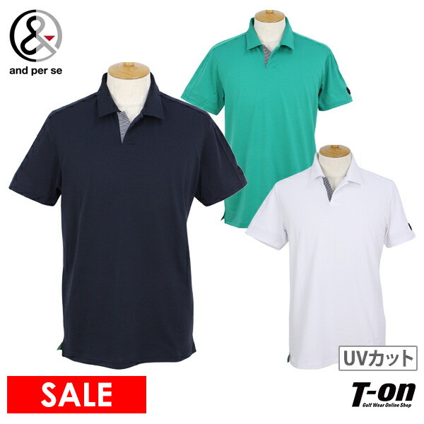 ポロシャツ　新品未使用　and per se and per se アンパスィ ポロシャツ 半袖 メンズ ゴルフウェア